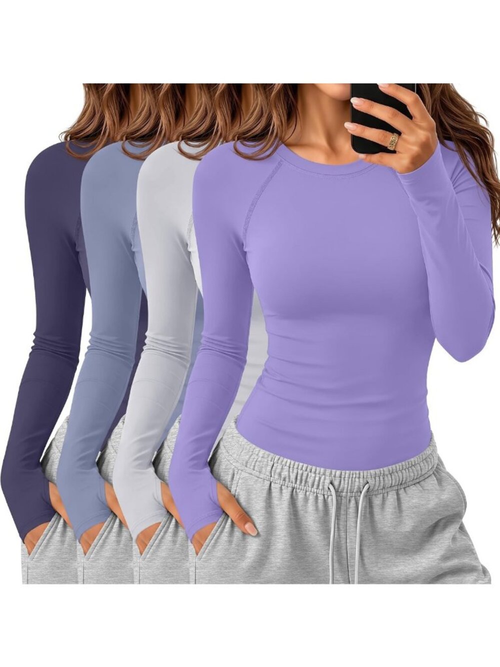 4 Pack Women's Seamless Workout Shirts | Athletic Tops for Gym & Fitness